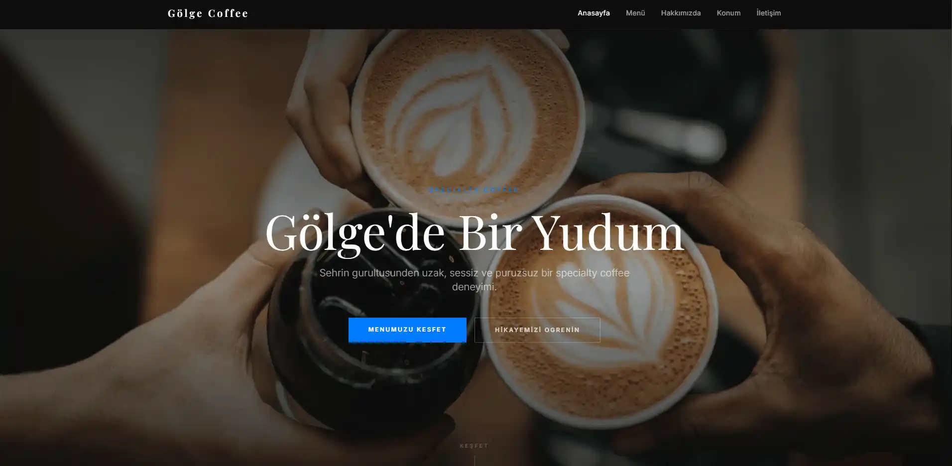 Gölge Kafe için QR menü sistemi ve Websitesi